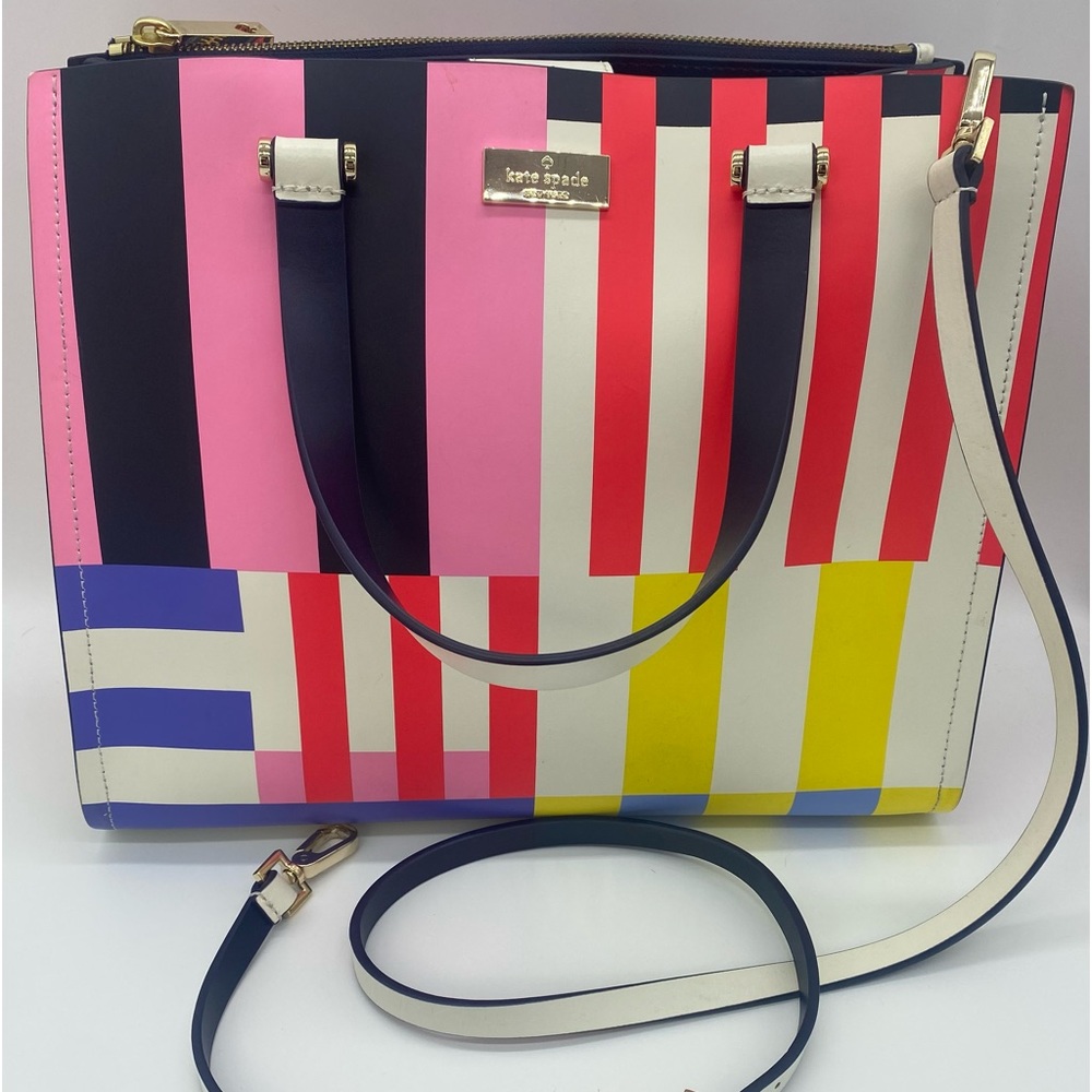 Kate Spade multicolor stripes hand bag. 12Wx10Hx6D Super Fun for summer!